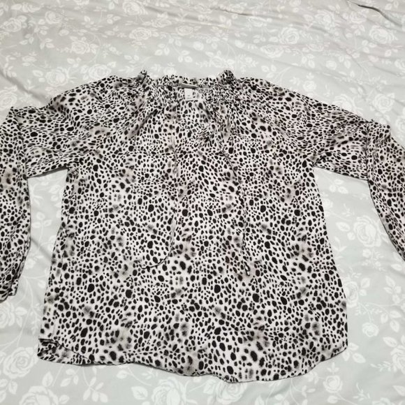 a new day Tops - Dalmation Print Long Sleeve Blouse - Extra Small